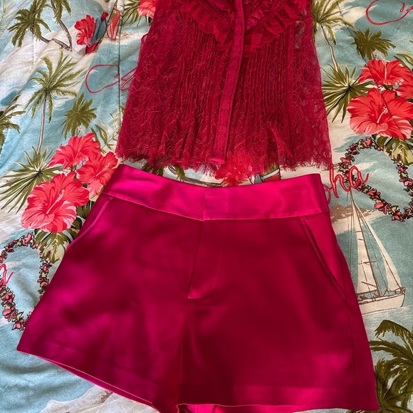 Alice + Olivia Fuchsia High Waist Shorts